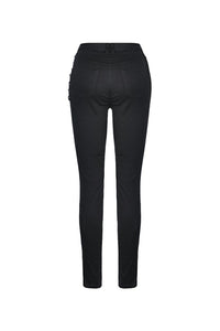 Punk hollow leg asymmetrical elastic trousers PW095 - Gothlolibeauty