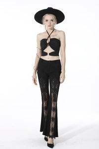 Punk sexy hollow out front bell trousers PW113