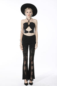Punk sexy hollow out front bell trousers PW113