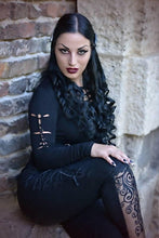 Load image into Gallery viewer, Spring women  Black punk twist rave flowers Tee /T-shirt TW037 - Gothlolibeauty
