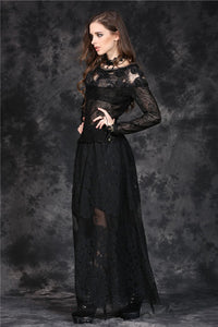 Gothic elegant sexy soft T-shirt with three-dimensional embroidery lace TW100 - Gothlolibeauty