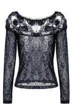 Load image into Gallery viewer, Gothic elegant sexy soft T-shirt with three-dimensional embroidery lace TW100 - Gothlolibeauty