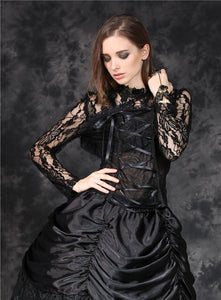 Gothic corset-look T-shirt with jacquard hollow out sexy lace TW101 - Gothlolibeauty