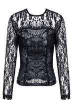 Load image into Gallery viewer, Gothic corset-look T-shirt with jacquard hollow out sexy lace TW101 - Gothlolibeauty