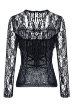 Load image into Gallery viewer, Gothic corset-look T-shirt with jacquard hollow out sexy lace TW101 - Gothlolibeauty