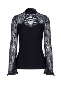 Gothic lace sleeve sexy T-shirt TW102 - Gothlolibeauty