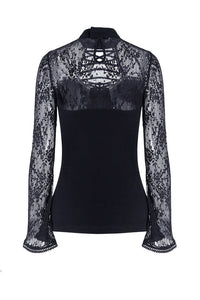 Gothic lace sleeve sexy T-shirt TW102 - Gothlolibeauty