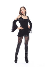 Load image into Gallery viewer, Punk asymmetric corn off-shoulder T-shirt TW107 - Gothlolibeauty