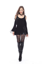 Load image into Gallery viewer, Punk asymmetric corn off-shoulder T-shirt TW107 - Gothlolibeauty