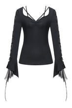Load image into Gallery viewer, Gothic T-shirt with half mesh sexy sleeves TW148 - Gothlolibeauty