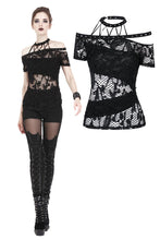 Load image into Gallery viewer, Punk messy net T-shirt with asymmetric rope desgin TW156 - Gothlolibeauty