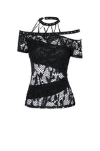 Load image into Gallery viewer, Punk messy net T-shirt with asymmetric rope desgin TW156 - Gothlolibeauty