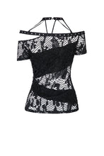 Load image into Gallery viewer, Punk messy net T-shirt with asymmetric rope desgin TW156 - Gothlolibeauty