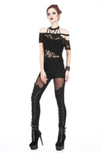Load image into Gallery viewer, Punk messy net T-shirt with asymmetric rope desgin TW156 - Gothlolibeauty