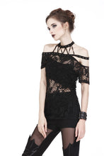Load image into Gallery viewer, Punk messy net T-shirt with asymmetric rope desgin TW156 - Gothlolibeauty