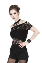 Load image into Gallery viewer, Punk messy net T-shirt with asymmetric rope desgin TW156 - Gothlolibeauty