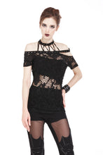 Load image into Gallery viewer, Punk messy net T-shirt with asymmetric rope desgin TW156 - Gothlolibeauty