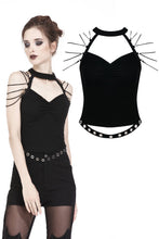 Load image into Gallery viewer, Punk short sleeveless T-shirt with string shoulder and eyelet on waist TW164 - Gothlolibeauty