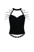 Load image into Gallery viewer, Punk short sleeveless T-shirt with string shoulder and eyelet on waist TW164 - Gothlolibeauty