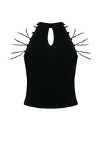 Load image into Gallery viewer, Punk short sleeveless T-shirt with string shoulder and eyelet on waist TW164 - Gothlolibeauty