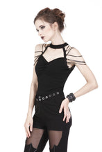 Load image into Gallery viewer, Punk short sleeveless T-shirt with string shoulder and eyelet on waist TW164 - Gothlolibeauty