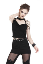 Load image into Gallery viewer, Punk short sleeveless T-shirt with string shoulder and eyelet on waist TW164 - Gothlolibeauty
