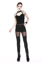 Load image into Gallery viewer, Punk short sleeveless T-shirt with string shoulder and eyelet on waist TW164 - Gothlolibeauty