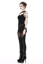 Load image into Gallery viewer, Punk short sleeveless T-shirt with string shoulder and eyelet on waist TW164 - Gothlolibeauty