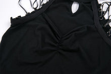 Load image into Gallery viewer, Punk short sleeveless T-shirt with string shoulder and eyelet on waist TW164 - Gothlolibeauty