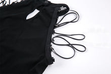 Load image into Gallery viewer, Punk short sleeveless T-shirt with string shoulder and eyelet on waist TW164 - Gothlolibeauty