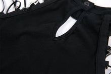 Load image into Gallery viewer, Punk short sleeveless T-shirt with string shoulder and eyelet on waist TW164 - Gothlolibeauty