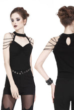 Load image into Gallery viewer, Punk short sleeveless T-shirt with string shoulder and eyelet on waist TW164 - Gothlolibeauty