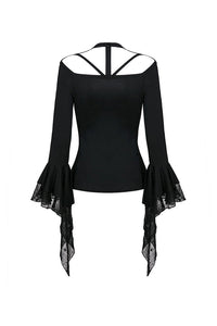 Gothic punk T-shirt with hollow-out and star theme on top TW165 - Gothlolibeauty