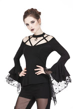 Load image into Gallery viewer, Gothic punk T-shirt with hollow-out and star theme on top TW165 - Gothlolibeauty