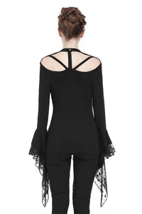 Gothic punk T-shirt with hollow-out and star theme on top TW165 - Gothlolibeauty