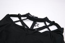 Load image into Gallery viewer, Gothic punk T-shirt with hollow-out and star theme on top TW165 - Gothlolibeauty