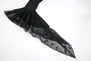 Gothic punk T-shirt with hollow-out and star theme on top TW165 - Gothlolibeauty