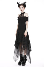 Load image into Gallery viewer, Gothic off-the-shoulder patterned T-shirt with lace and button row on top TW168 - Gothlolibeauty