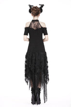Load image into Gallery viewer, Gothic off-the-shoulder patterned T-shirt with lace and button row on top TW168 - Gothlolibeauty