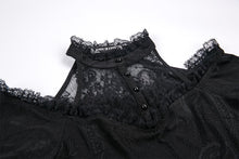 Load image into Gallery viewer, Gothic off-the-shoulder patterned T-shirt with lace and button row on top TW168 - Gothlolibeauty