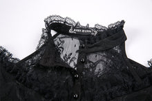 Load image into Gallery viewer, Gothic off-the-shoulder patterned T-shirt with lace and button row on top TW168 - Gothlolibeauty