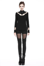 Load image into Gallery viewer, Punk long T-shirt with eyelet  hollow-out collar design TW172 - Gothlolibeauty