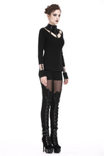 Load image into Gallery viewer, Punk long T-shirt with eyelet  hollow-out collar design TW172 - Gothlolibeauty