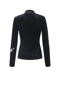 Punk side lace-up korean velvet T-shirt TW177 - Gothlolibeauty