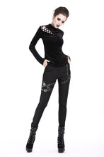 Load image into Gallery viewer, Punk side lace-up korean velvet T-shirt TW177 - Gothlolibeauty