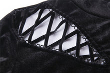 Load image into Gallery viewer, Punk side lace-up korean velvet T-shirt TW177 - Gothlolibeauty