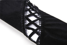 Load image into Gallery viewer, Punk side lace-up korean velvet T-shirt TW177 - Gothlolibeauty