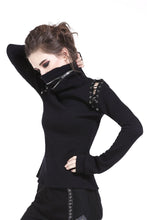 Load image into Gallery viewer, Punk lace-up shoulder vampire collar T-shirt TW178 - Gothlolibeauty