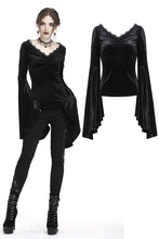Load image into Gallery viewer, Gothic velvet floral shoulder T-shirt with big sleeves TW183 - Gothlolibeauty