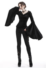 Load image into Gallery viewer, Gothic velvet floral shoulder T-shirt with big sleeves TW183 - Gothlolibeauty